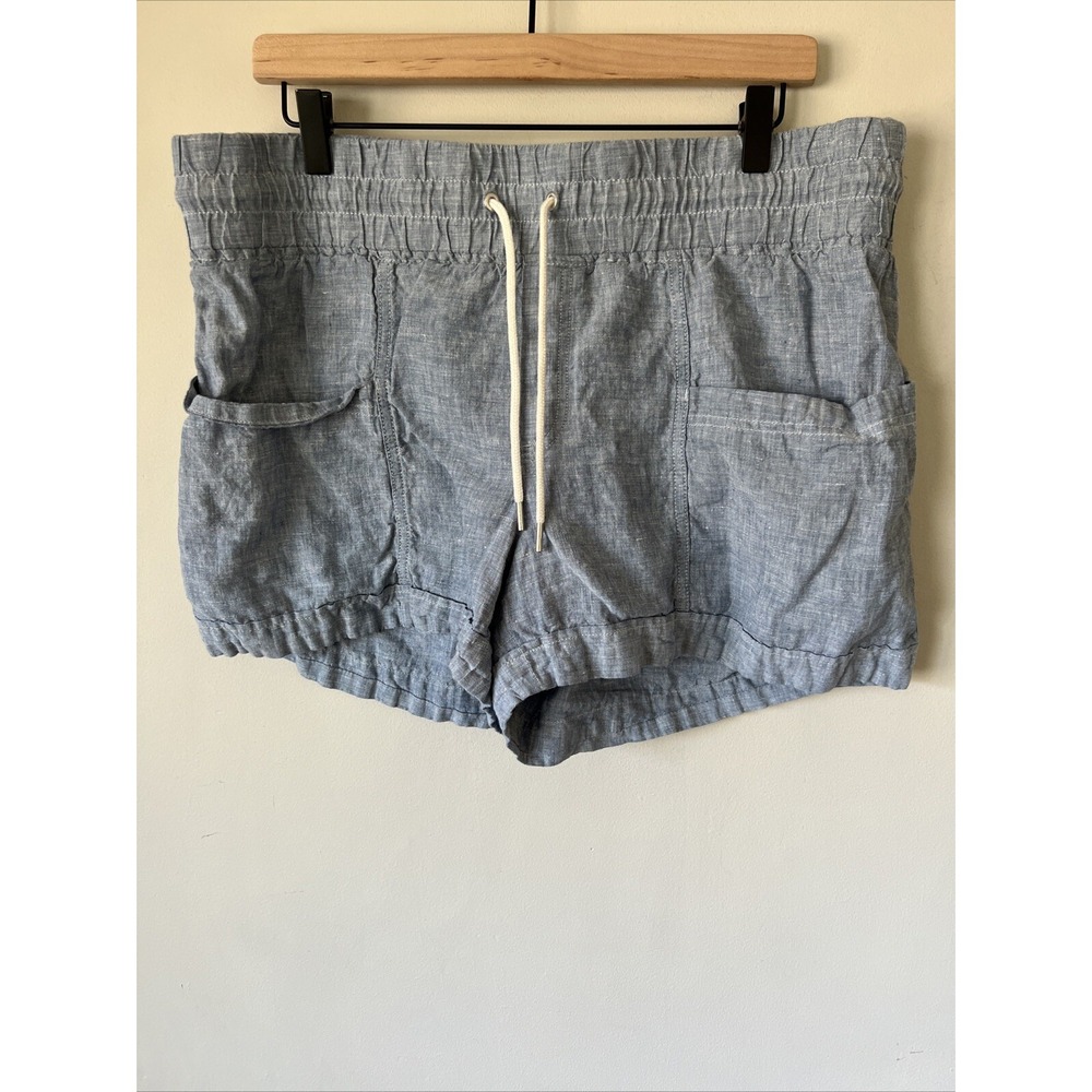 Athleta Shorts Women's Size 16 Blue Chambray Cabo Linen Casual Beach Spring